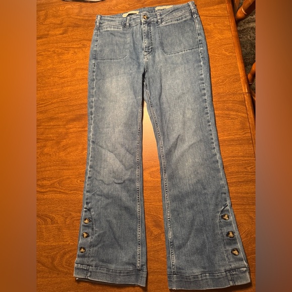 Pilcro and the Letterpress Denim - Pilcro and the Letterpress Button-Accent Blue Flare Jeans